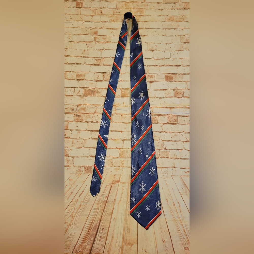 Christmas Holiday Snowflakes Necktie Tie Blue Xmas Winter